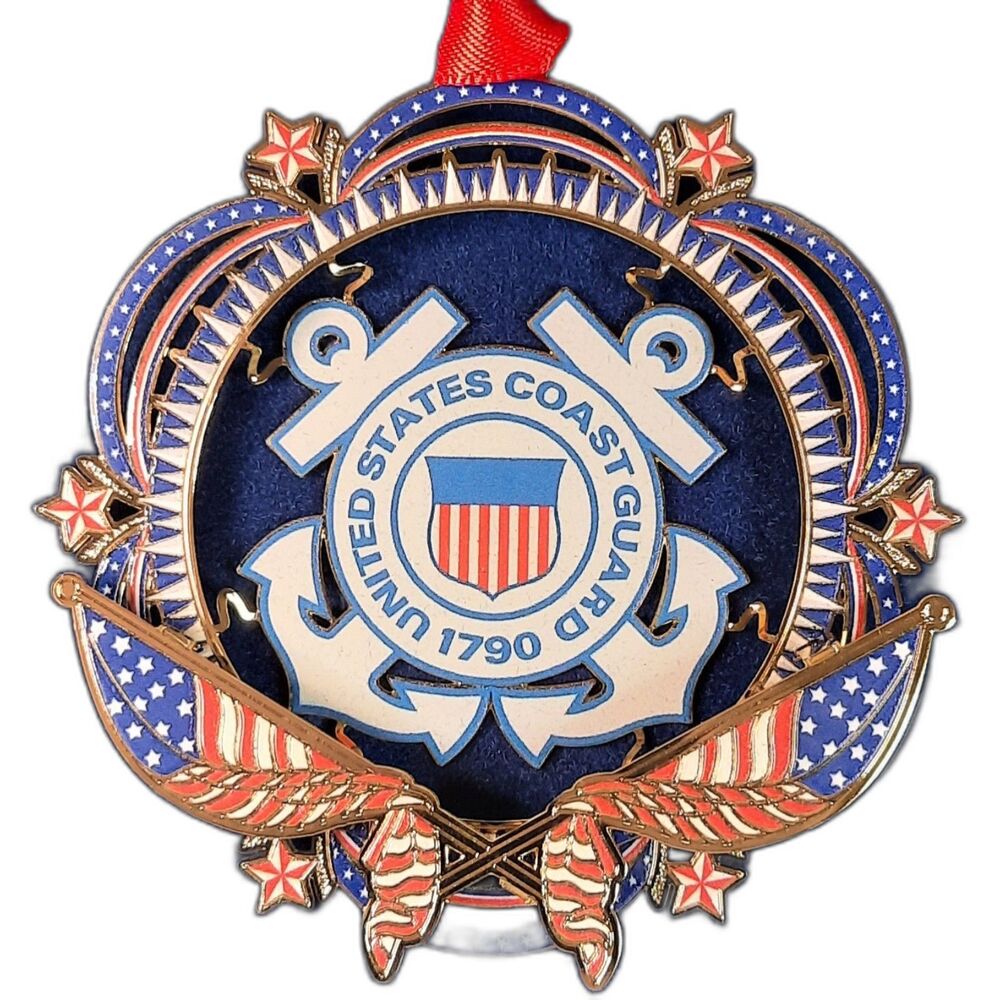 Beacon Design US Coast Guard Christmas Ornament Brass Made in USA NIB Military